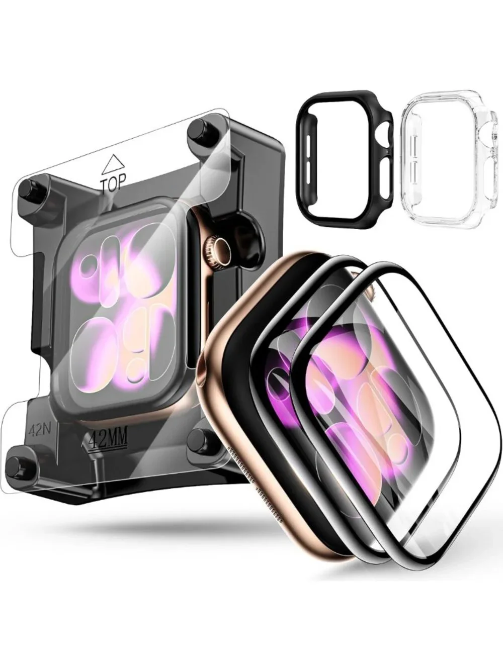 2 Pack Tempered Glass Screen Protector for Apple Watch 10/11, Full Coverage